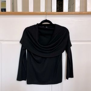 Black cashmere off shoulder knit